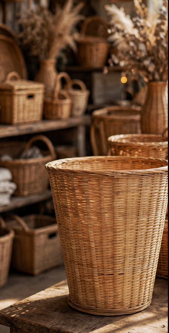 Bambuskorb, handgefertigt 1975 – artigianato, Dekorative Objekte, Bamboo (photo 3 of 6)
