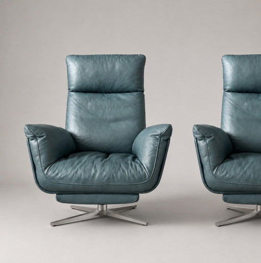 2 poltrone FSM Shelby Relax - in pelle Nappa color petrolio – Fasem, verstelbare relaxstoel, Leather, Metal
