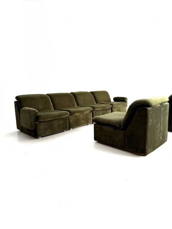 Divano modulare vintage a 6 pezzi in velluto, Italia '80 – Divani modulari, Wood, Plastic (photo 9 of 15)