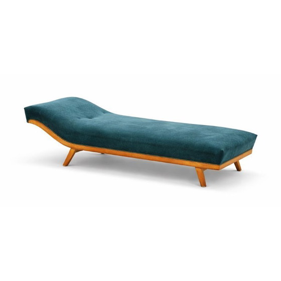Image 1 of Divano letto/chaise longue vintage con rivestimento nuovo e splendide finiture in legno.