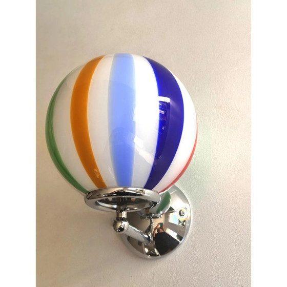 Image 1 of Set van twee eigentijdse veelkleurige Murano glazen wandlampen met "staven"