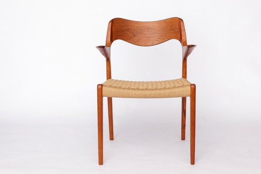 Niels Otto Møller Model 55 Armchair – Danish Teak Dining Chair with New Paper Cord Seat, 1960s Mid Century Modern