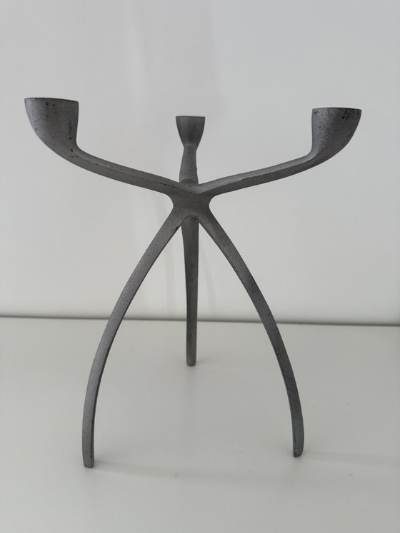 "Spider" tripod candlestick, space age Starck Eames 80s design – Table accessories, Aluminium (photo 10 of 13)