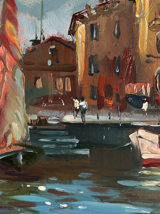 Image 1 of Dipinto ad olio originale: Paesaggio urbano, Architettura, Le antiche vie di Venezia