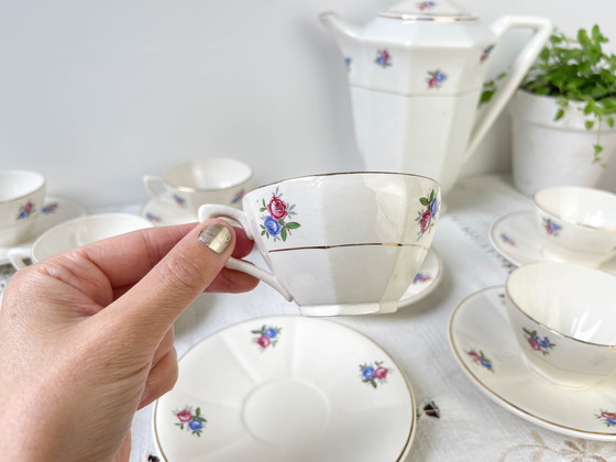 Image 1 of Service à Thé Vintage en Porcelaine Fleurie Digoin Sarreguemines