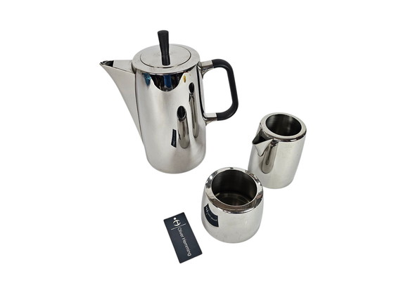 Image 1 of Oliver Hemming design - Sixty six (66) 18/10 stainless - Coffee pot - Milk jug - Sugar bowl - Memphis style - 1990's