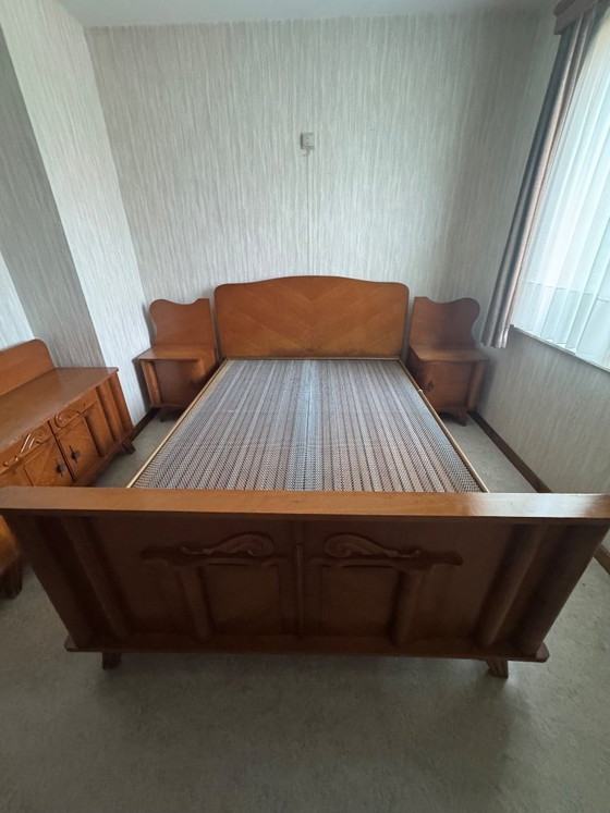 Image 1 of Vintage bed with two vintage nightstands