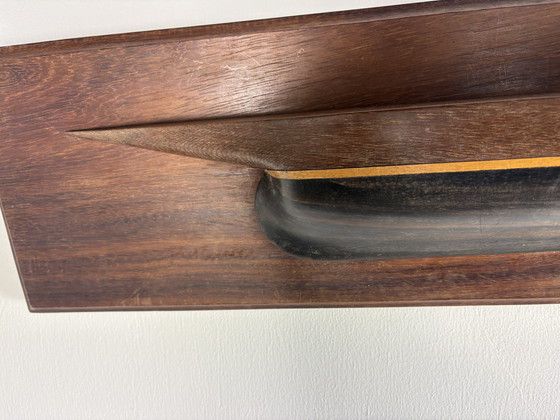 Image 1 of Decorazione da parete vintage a forma di mezza barca in legno massello