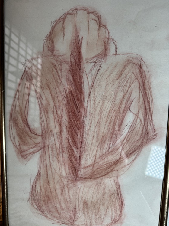 Dessin nu de dos sanguine ancienne – Peintures et dessins, Papier (photo 2 of 9)
