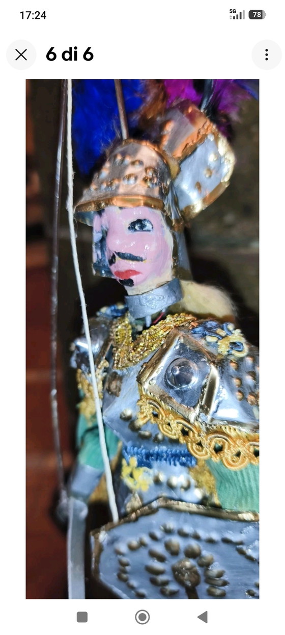 Marionnette sicilienne vintage de 28 cm - Probablement Orlando – Objets déco, Metal, Textile (photo 6 of 6)