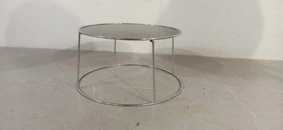 Image 1 of Dark glass round side table or coffee table 