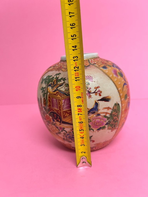 Image 1 of Small vintage Satsuma vase, Japanese chinoiserie flower vase
