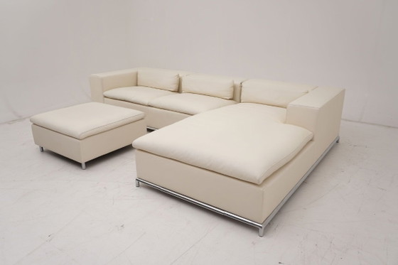 Image 1 of de Sede DS 7 desede Canapé d'angle Canapé d'angle Pouf en cuir beige classique