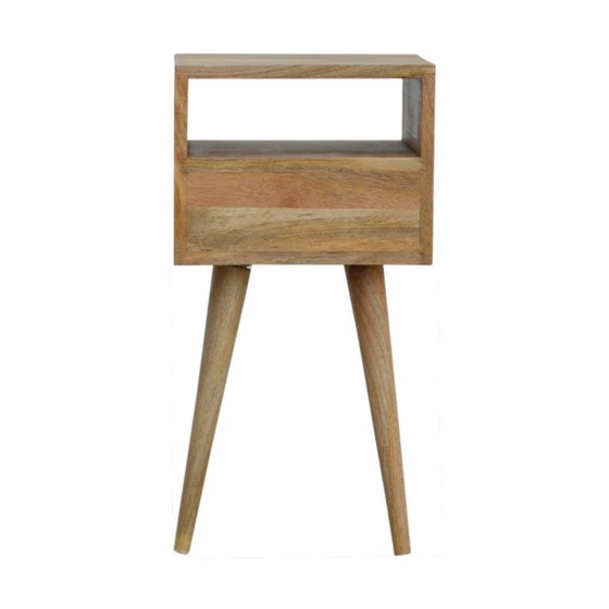 Mini Eichenholz-Optik Nachttisch – Kompaktes Mangoholz mit Schublade – Artisan, Nachttische, Metal, Wood (photo 10 of 10)