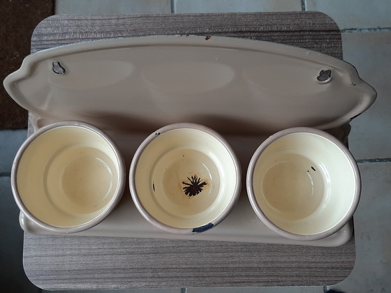 Image 1 of Antique enamel sand, soap, and soda rack