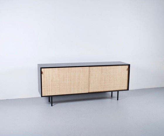 Image 1 of FLORENCE KNOLL SIDEBOARD MODEL 116 WOOD, LEATHER AND RAFFIA 1960