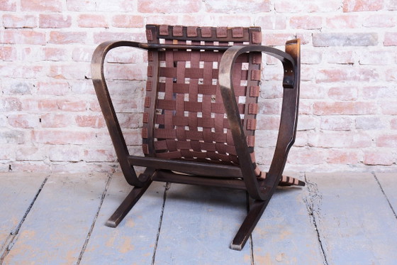 Paire de Fauteuils Art Déco restaurés, conçus par Jan Vaněk, chêne, tchèque, années 1940 – Textile, Wood (photo 13 of 18)