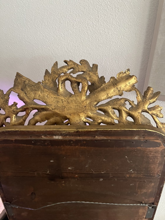 Antique Gilded Louis XVI Mirror with Crest – 157 Cm – Wood (photo 4 of 5)