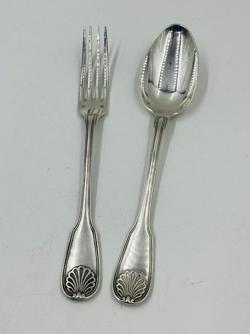 Ménagère Couverts Métal Argenté Monogramme F.B
