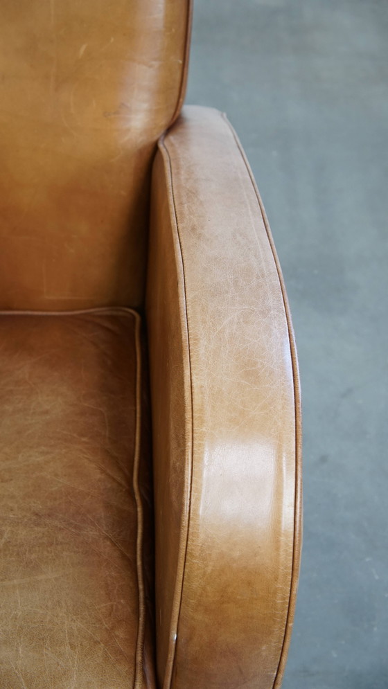 Image 1 of Rundleren Design Fauteuil in een Lichte Cognac Kleur