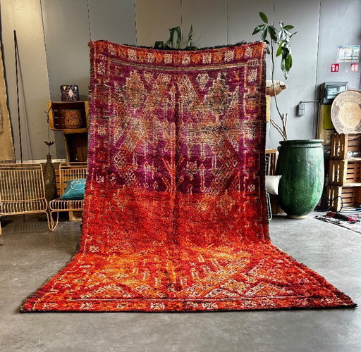 Rare Vintage Moroccan Boujad Rug 170x350 cm – Handmade Berber Wool Rug