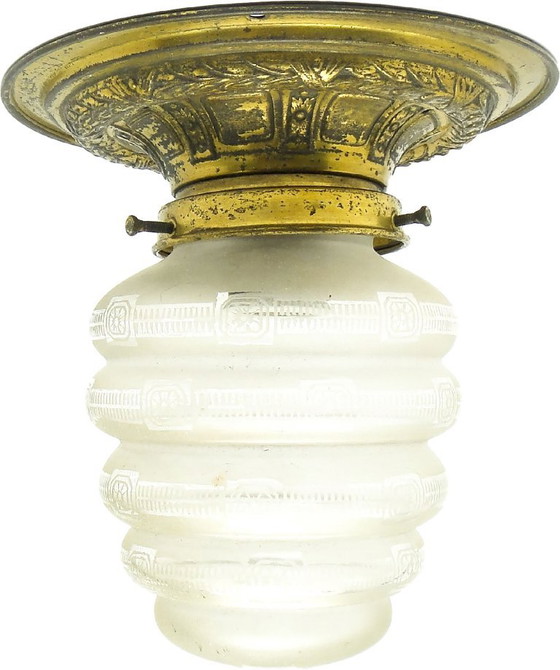 Plafondlamp van messing en glas in art nouveau-stijl uit het begin van de 20e eeuw, Oostenrijk – Plafondlampen (photo 7 of 8)