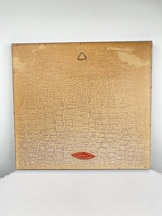 Image 1 of Petite impression d’art vintage de De Waag, Amsterdam / Nieuwmarkt dans un cadre vintage en bois - Œuvre d’art traditionnelle né