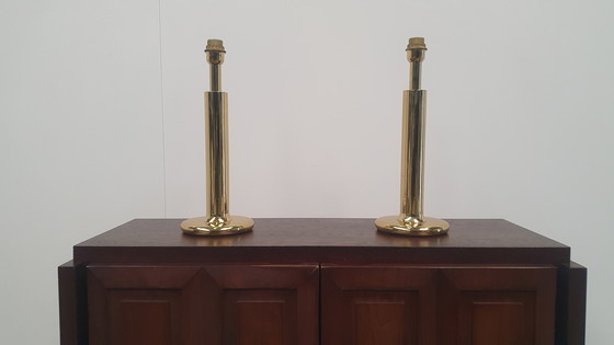 Image 1 of 2x Regency Messing Tischlampe Baulmann Leuchten, Deutschland 1980er
