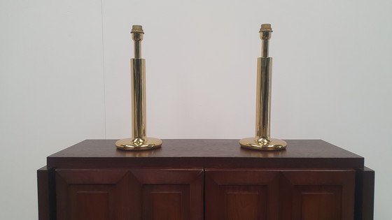 Image 1 of 2x regency messing tafellamp Baulmann Leuchten, Duitsland jaren 80