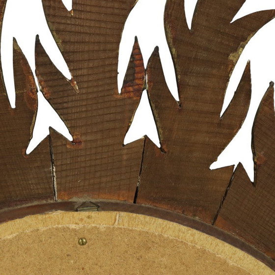 Image 1 of Large Rare Wooden Sun Mirror Sunburst Gold Leaf XL 86cm