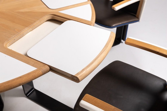 Image 1 of Unique Danish Design table with fixed armchairs from Peter Karpf, 1980’s