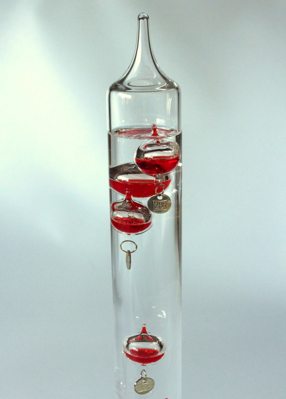 Image 1 of Xl Grote Galileo Thermometer - Handgemaakt - Mondgeblazen - Glas/Metaal - Vintage