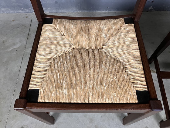 Image 1 of 6 Stühle Binsen Wenge Brutalist Mid Century