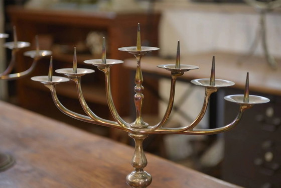 Pair of brass and copper candlesticks 1950s – Candle holders, Vintage (photo 3 of 11)