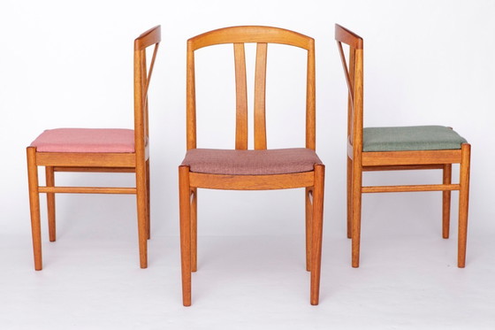 Image 1 of 6 of 12 Carl Ekström Chairs – Swedish Mid-Century Modern, Teak Dining Chairs, Newly Upholstered in Colorful Fabric, 1960s Vintag