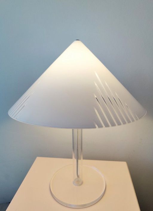Vintage 1980s plexiglass lamp with partially transparent shade