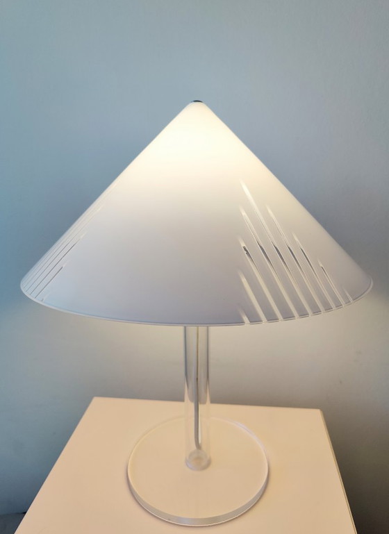 Image 1 of Vintage 1980s plexiglass lamp with partially transparent shade