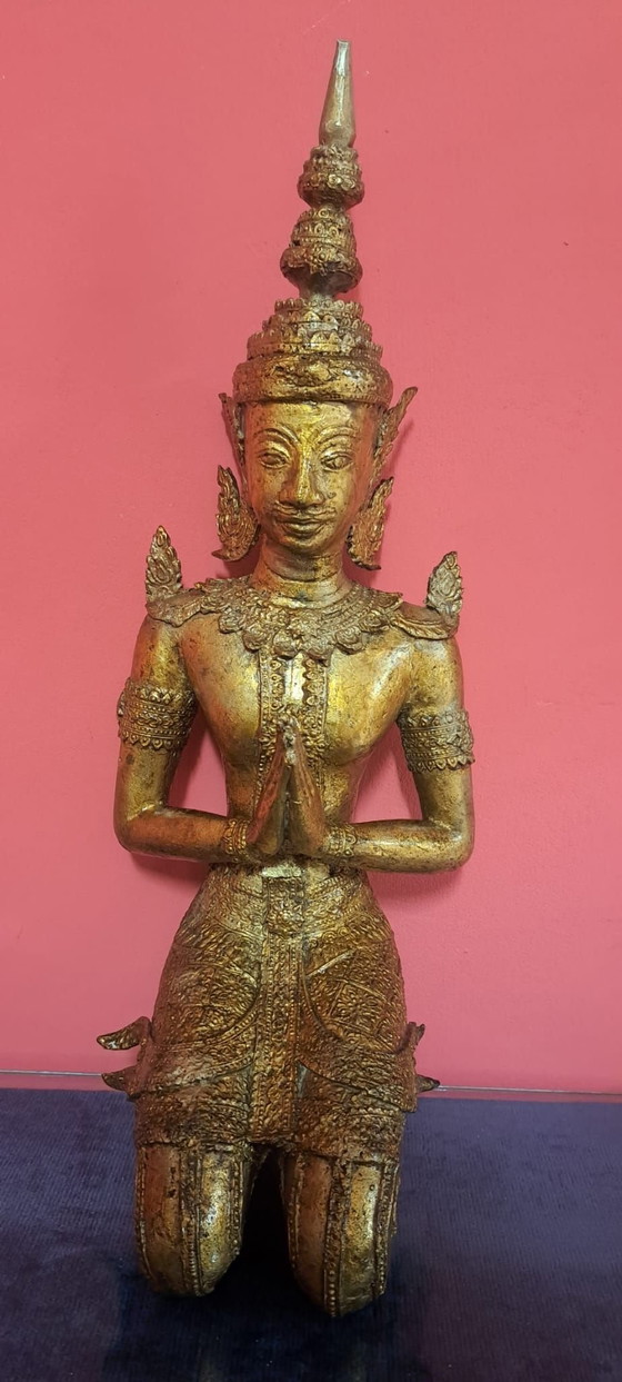Ange thaïlandais antique, Sculptures, Bronze, Laiton, Doré (photo 2 sur 10)