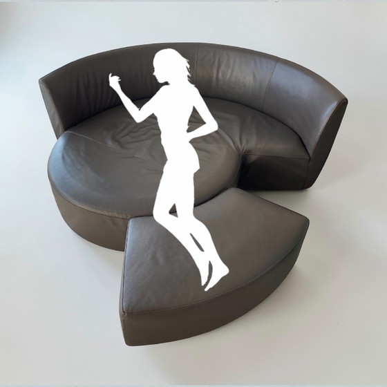Image 1 of Postmodern leather sofa Italian design Memphis 1980s