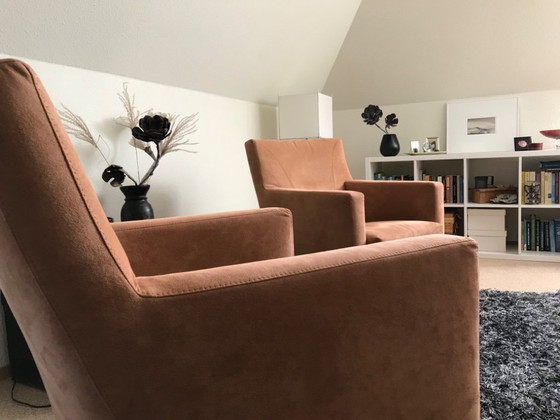 Image 1 of 2x Leolux Dolcinea in Terracotta Alcantara in Ottime Condizioni.