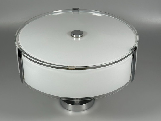 Image 1 of Plafondlamp uit de jaren 70/80 van Honsel Leuchten Duitsland, glas, chroom, Space Age