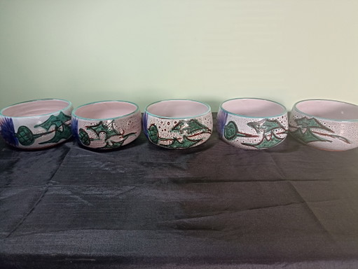 Set aus 5 kleinen französischen Vallauris-Schalen im Vintage-Stil – Étienne Daniel (Chardon) – perfekter Zustand – servies