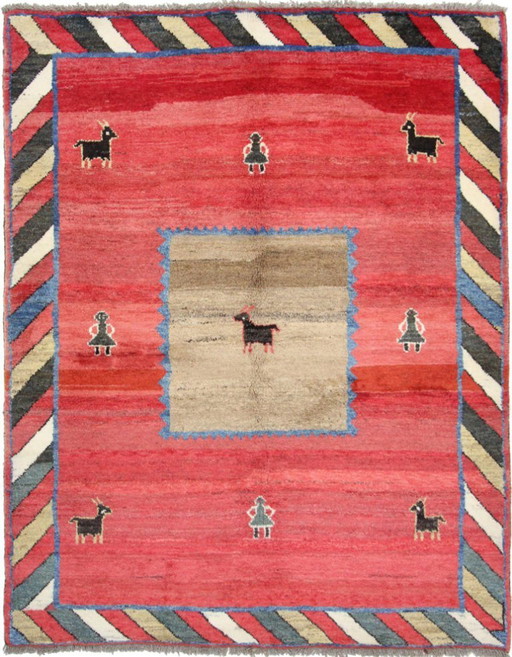 Tappeto persiano originale Gabbeh Ghashghai tappeto orientale 205 cm x 166 cm vecchio naturale