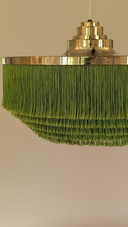 Hans-Agne Jakobsson T-603 lampe suspendue en laiton avec franges vertes