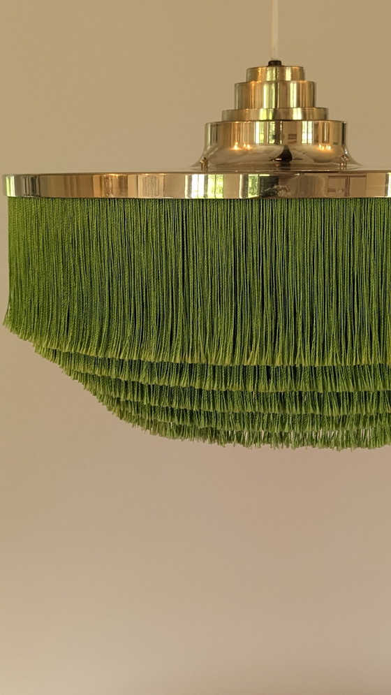 Image 1 of Lampada a sospensione Hans-Agne Jakobsson T-603 in ottone con frange verdi