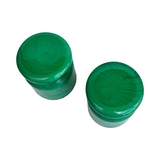 Image 1 of Malachite glass containers – Czechoslovakia, 1970s