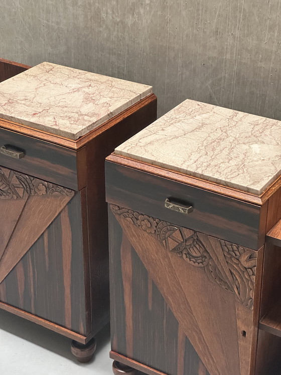 Image 1 of Set aus 2 Nachttischen im Art-Deco-/Jugendstil