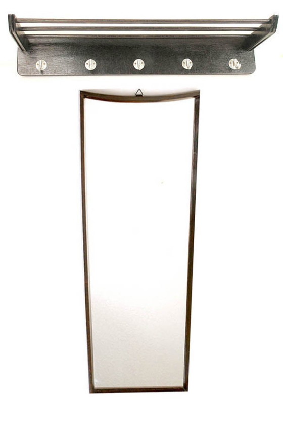 Image 1 of Vintage Wall Coat Rack and Mirror Set
