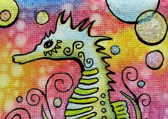 Image 1 of Unique Painting of a Seahorse (Hand-painted)