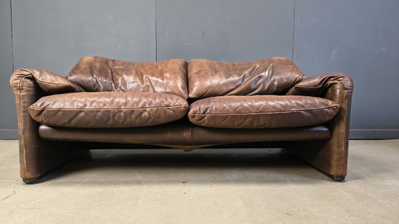 Image 1 of Canapé Maralunga en cuir par Vico Magistretti pour Cassina, 1970
